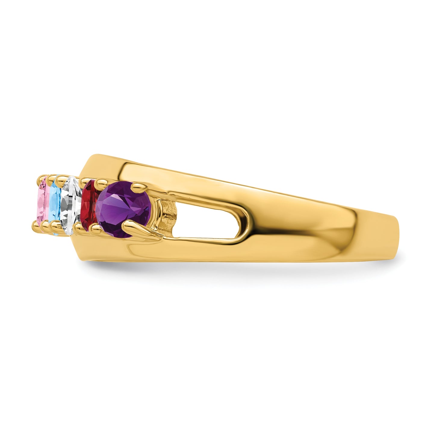 10K Yellow Gold Synthetic Family Jewelry Ring, 6 Stone