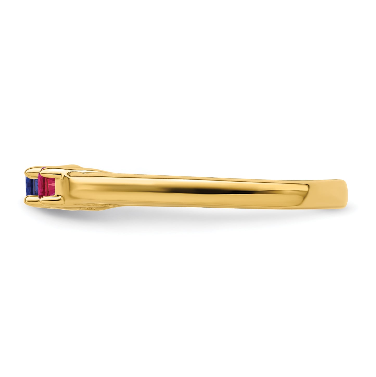 10K Yellow Gold Synthetic Family Jewelry Ring, 3-Stones