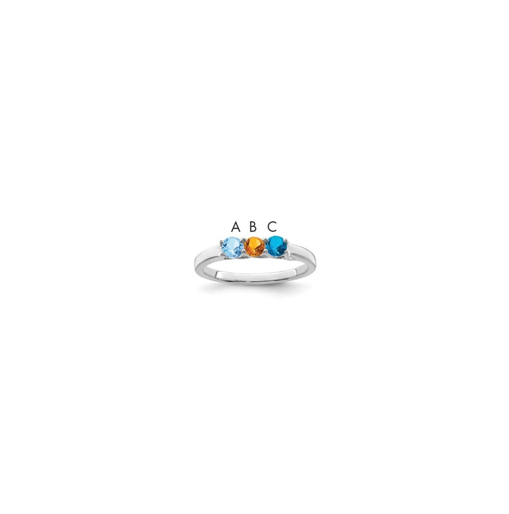 10k White Gold Synthetic Family Jewelry Ring, 3-Stone
