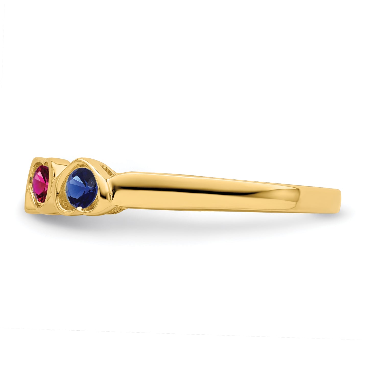 10K Yellow Gold Synthetic Family Jewelry Ring, 4 Stone