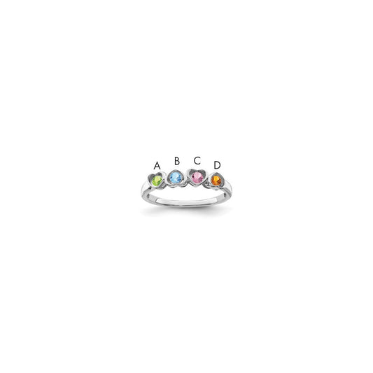 Sterling Silver Rhodium plated Synthetic 4 Stone Mother's Ring