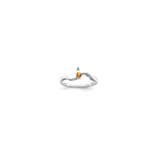 Sterling Silver Rhodium plated Synthetic 1 Stone Mother's Ring