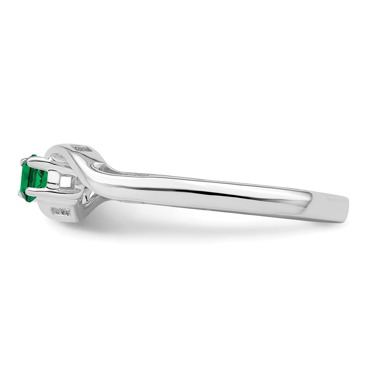 Sterling Silver Rhodium plated Synthetic 2 Stone Mother's Ring
