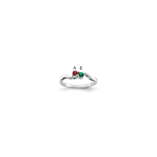 Sterling Silver Rhodium plated Synthetic 2 Stone Mother's Ring
