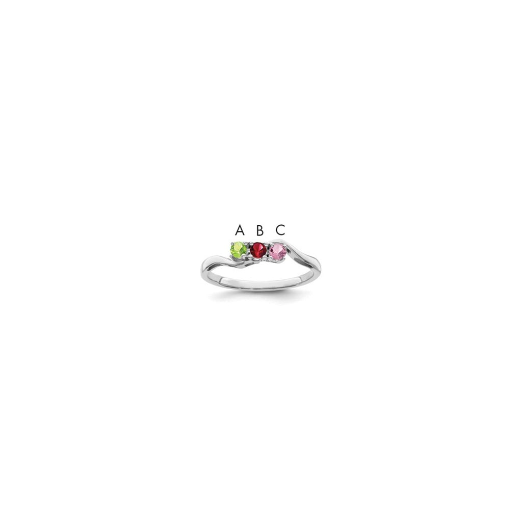10k White Gold Synthetic Family Jewelry Ring, 3 Stones