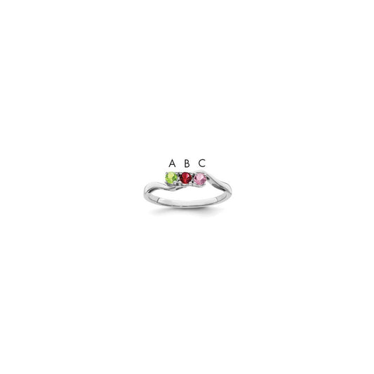 Sterling Silver Rhodium plated Synthetic 3 Stone Mother's Ring