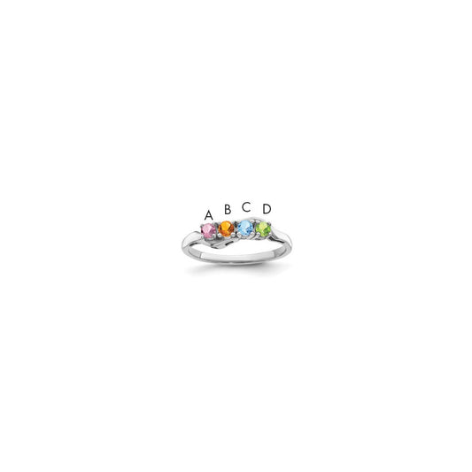 Sterling Silver Rhodium plated Synthetic 4 Stone Mother's Ring