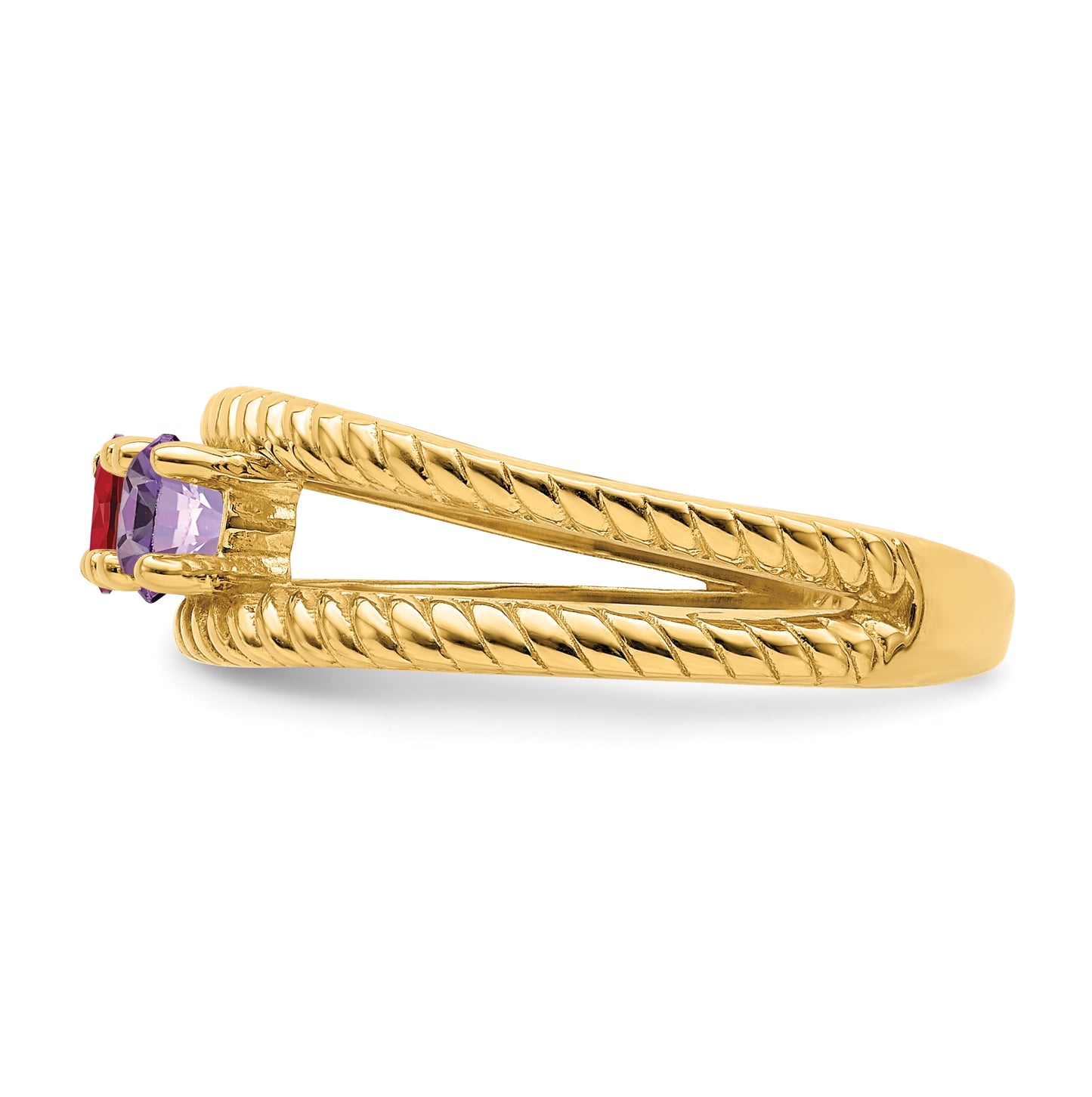 Sterling Silver Gold Plated Family and Mothers Jewelry Ring, Size 6