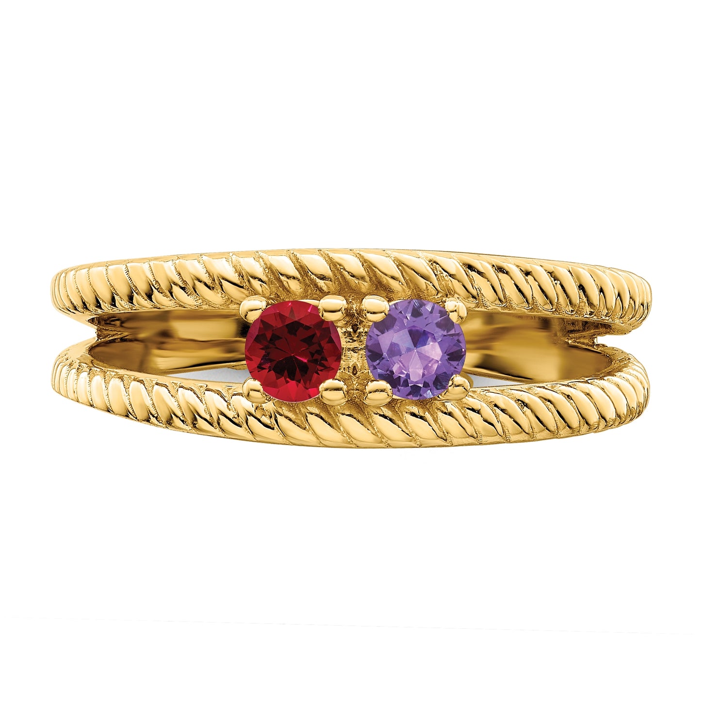 Sterling Silver Gold Plated Family and Mothers Jewelry Ring, Size 5