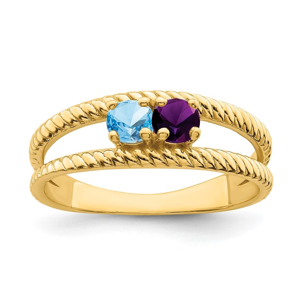 Gold Plated Sterling Silver Rhodium Plated Family Jewelry Ring, Size 9
