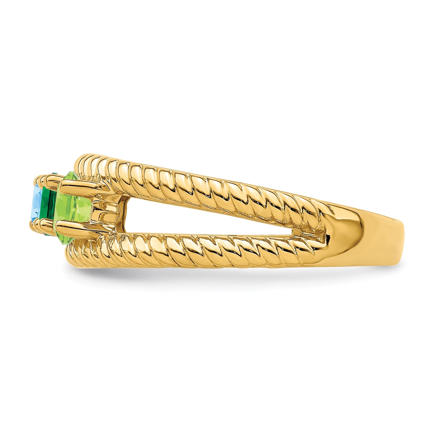 Sterling Silver Gold Plated Synthetic 4 Stone Mother's Ring, Size 8