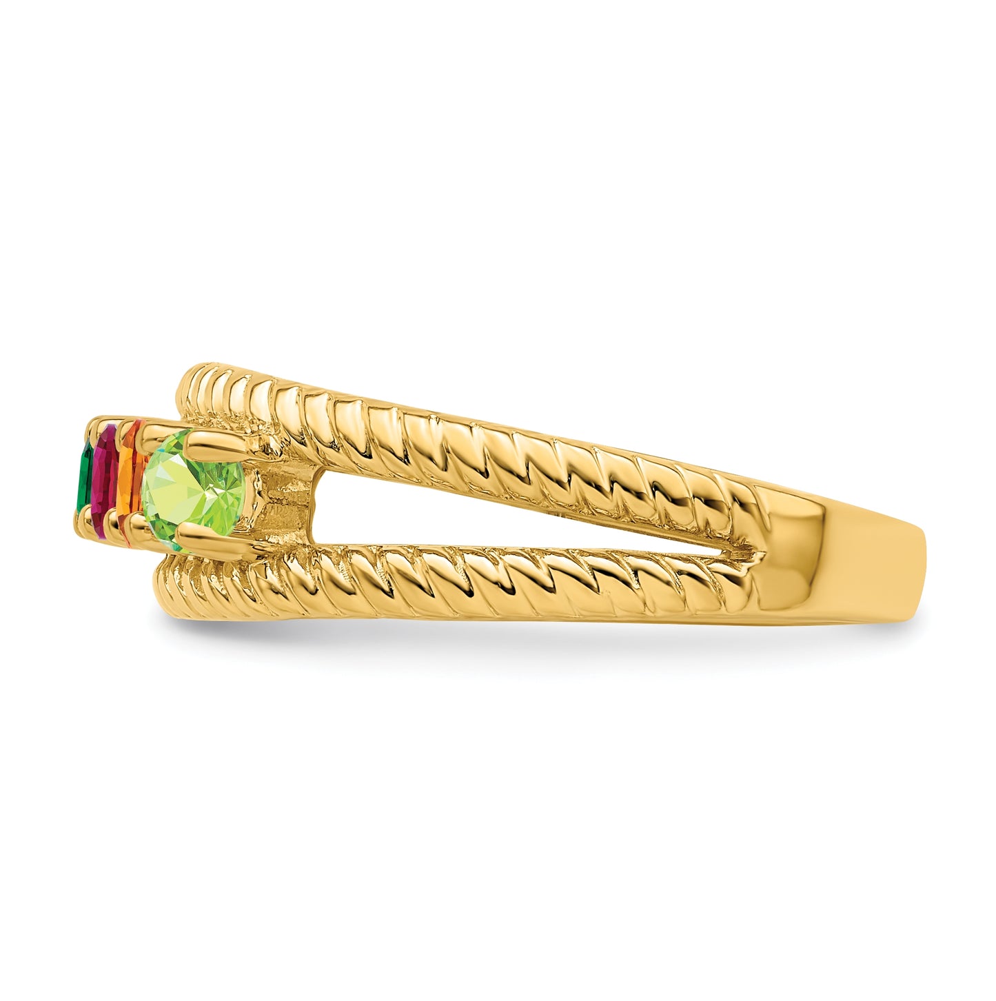 Sterling Silver Gold Plated Synthetic 5 Stone Mother's Ring, Size 8