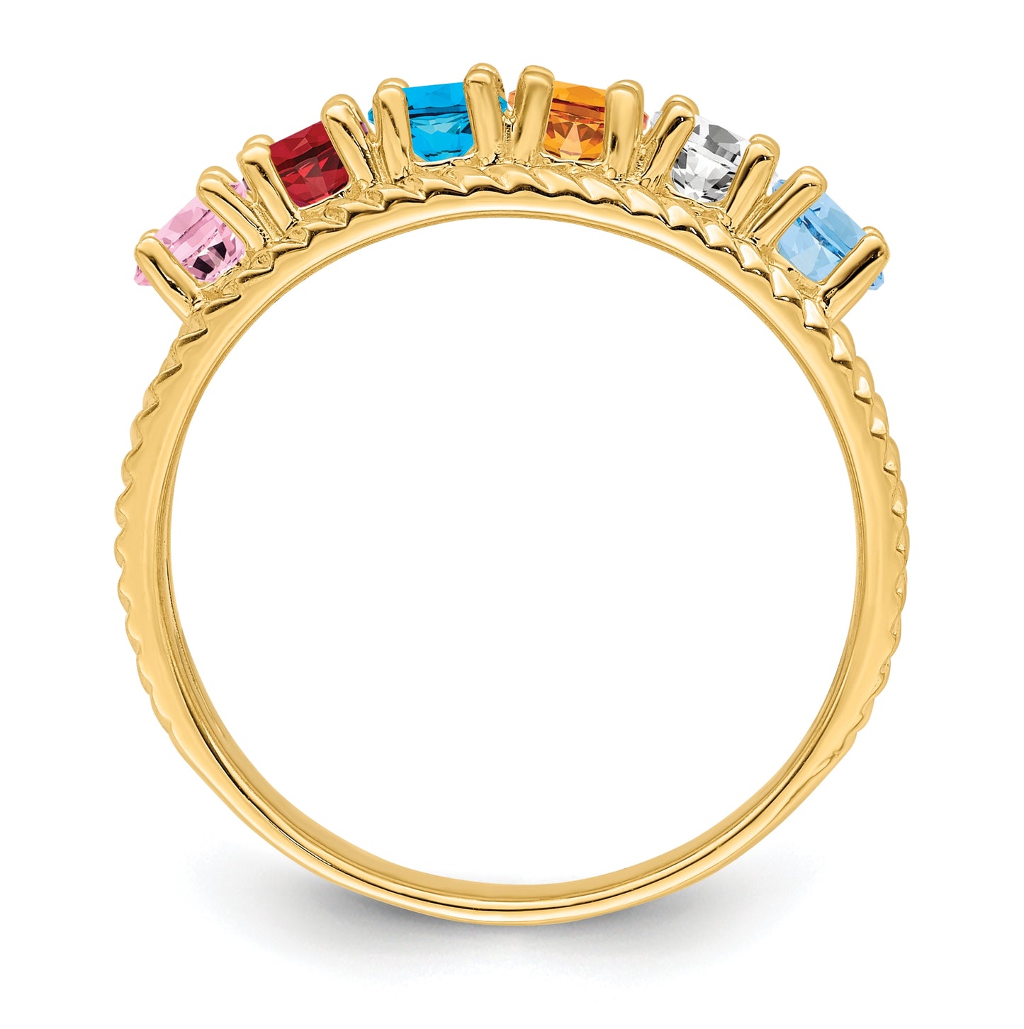 Sterling Silver Gold Plated Family and Mother's Jewelry Ring, Size 10