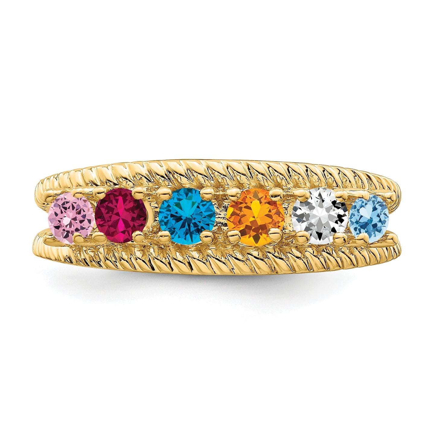 Sterling Silver Gold Plated Family and Mother's Jewelry Ring, Size 6