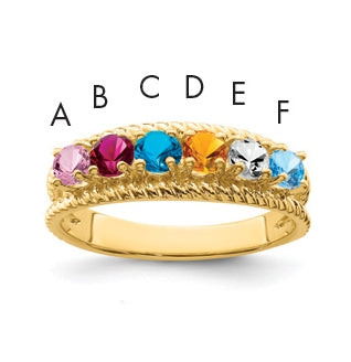 Sterling Silver Gold Plated Family and Mother's Jewelry Ring, Size 10