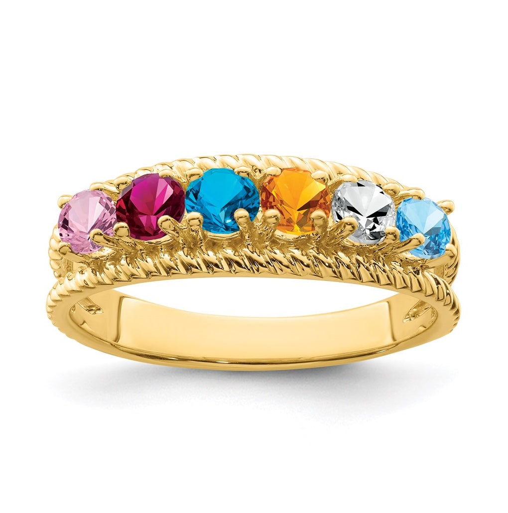 Sterling Silver Gold Plated Family & Mother's Jewelry Ring, Size 9