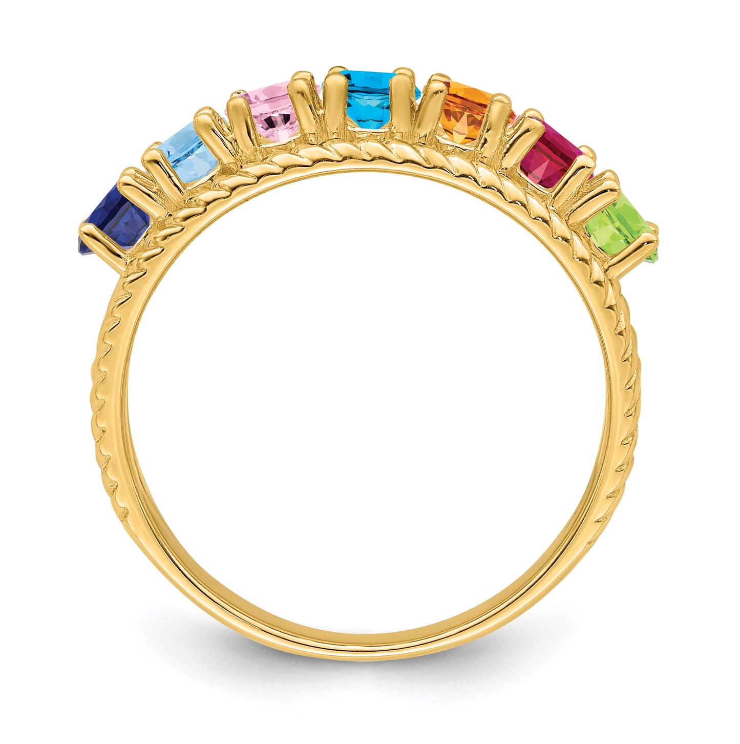 Sterling Silver Gold Plated Family & Mother's Jewelry Ring, Size 6