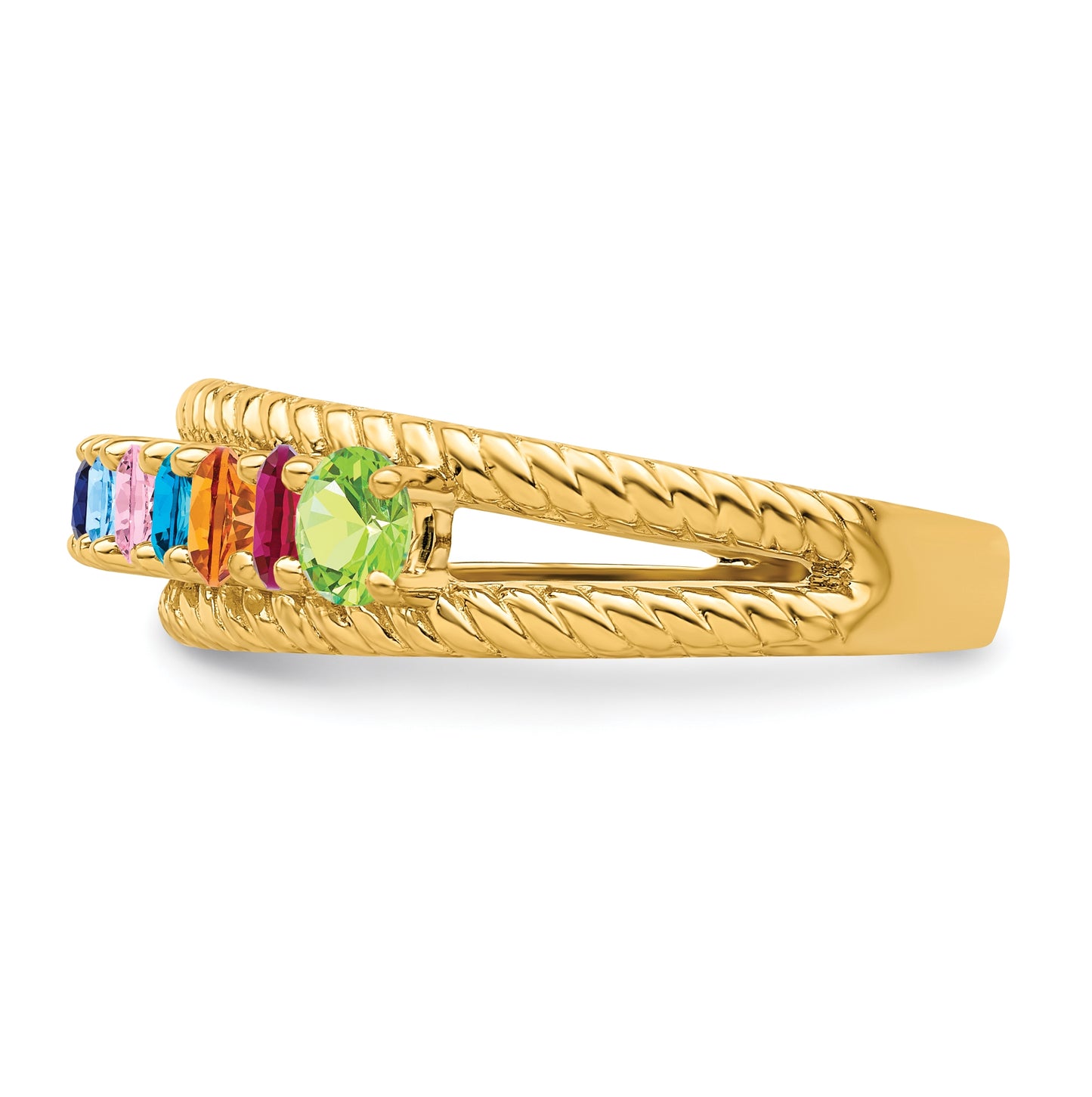 Sterling Silver Gold Plated Family & Mother's Jewelry Ring, Size 10