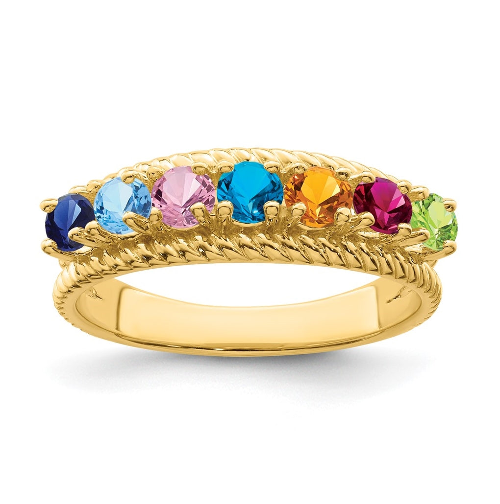 Sterling Silver Gold Plated Family & Mother's Jewelry Ring, Size 10