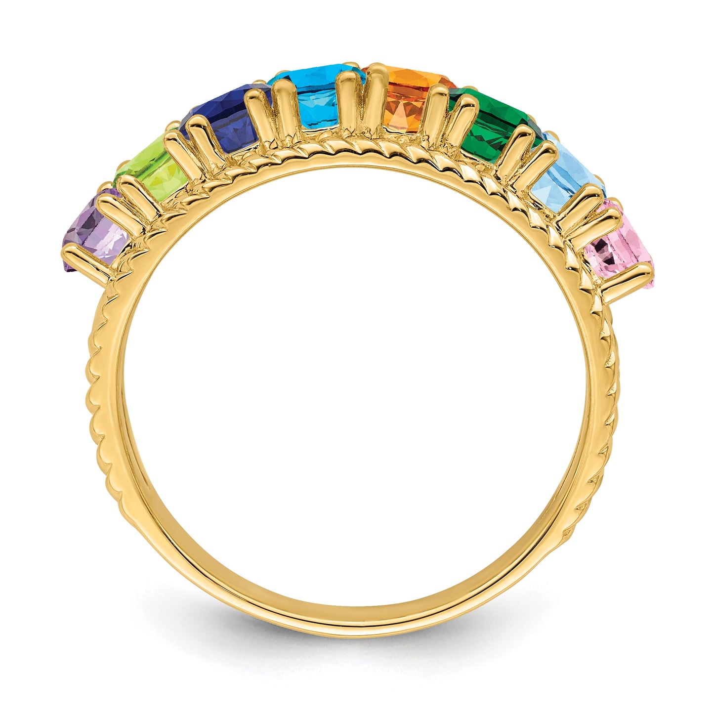 Sterling Silver Gold Plated Family Jewelry Ring, Size 7