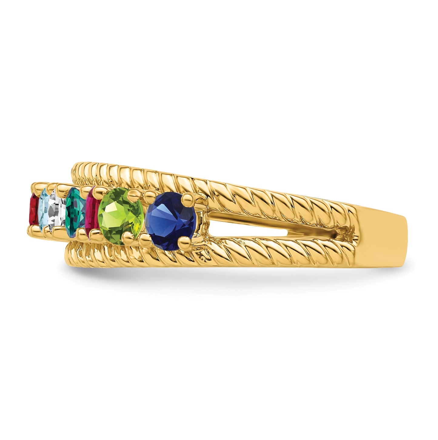 Sterling Silver Gold Plated Family Jewelry Ring, Size 7