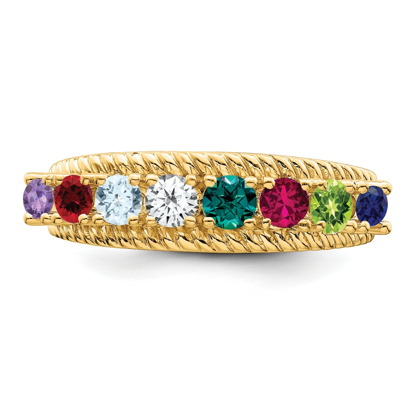 Sterling Silver Gold Plated Family & Mothers Jewelry Ring, Size 10
