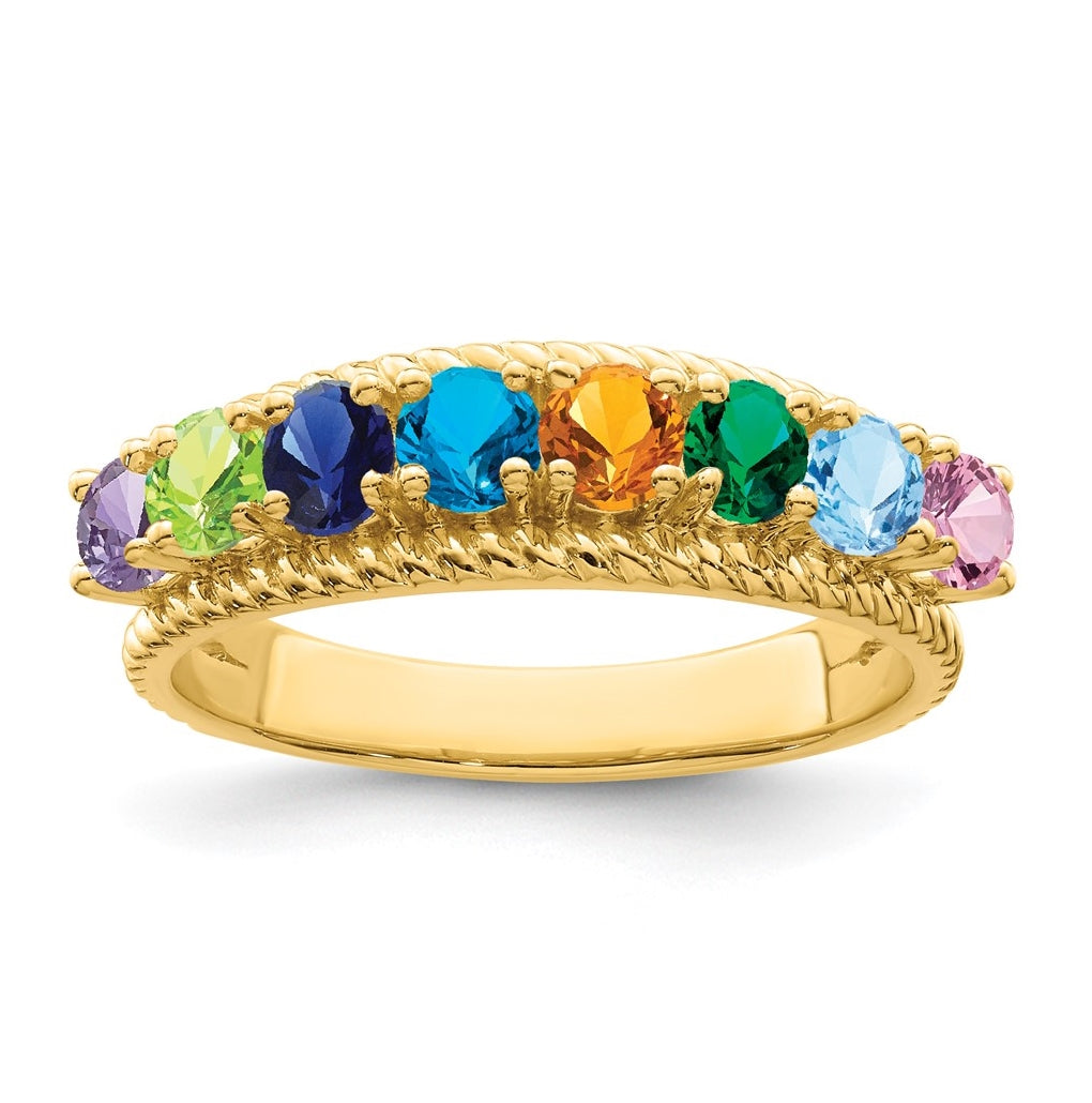 Sterling Silver Gold Plated Family & Mothers Jewelry Ring, Size 8