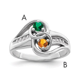 10k White Gold Genuine Family Jewelry Ring