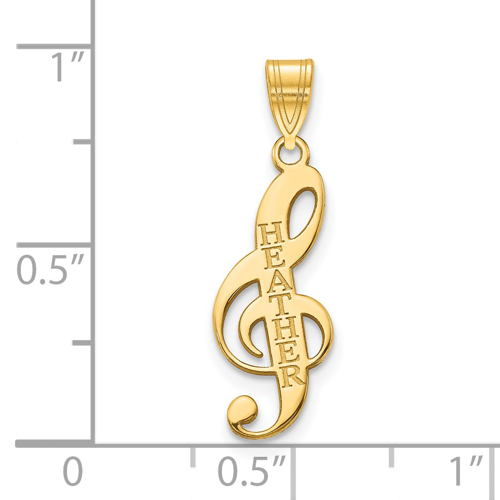 Sterling Silver Gold plated Personalized Music Note Pendant