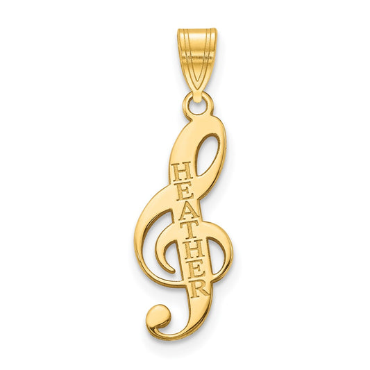 Sterling Silver Gold plated Personalized Music Note Pendant