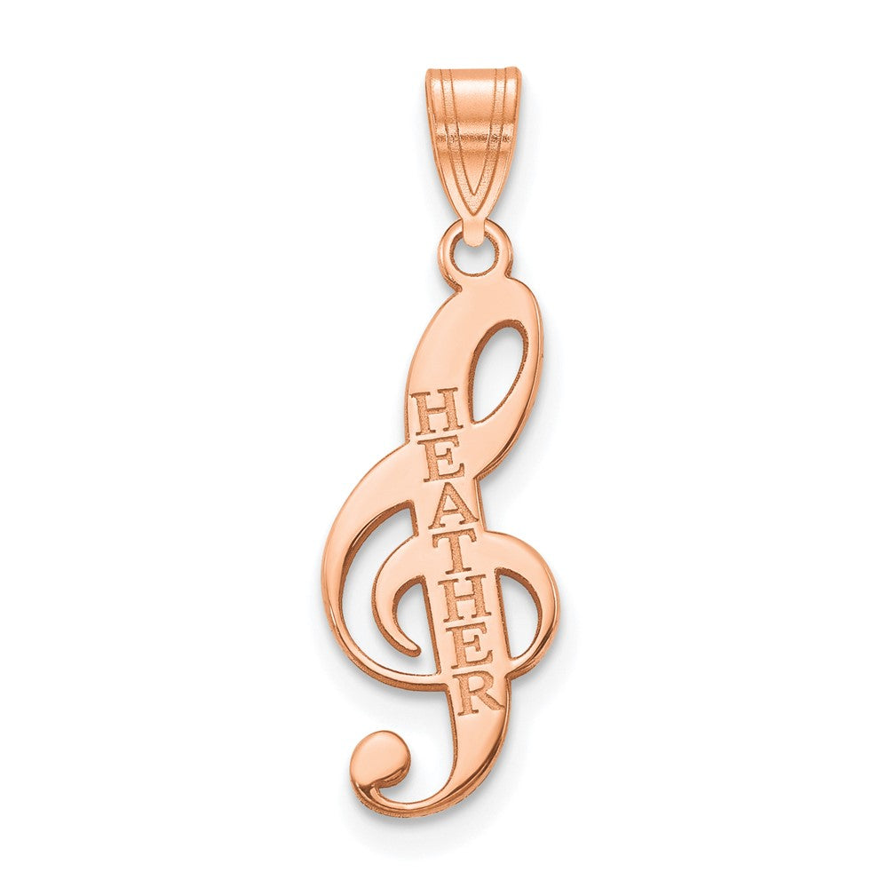Sterling Silver Rose Gold plated Personalized Music Note Pendant
