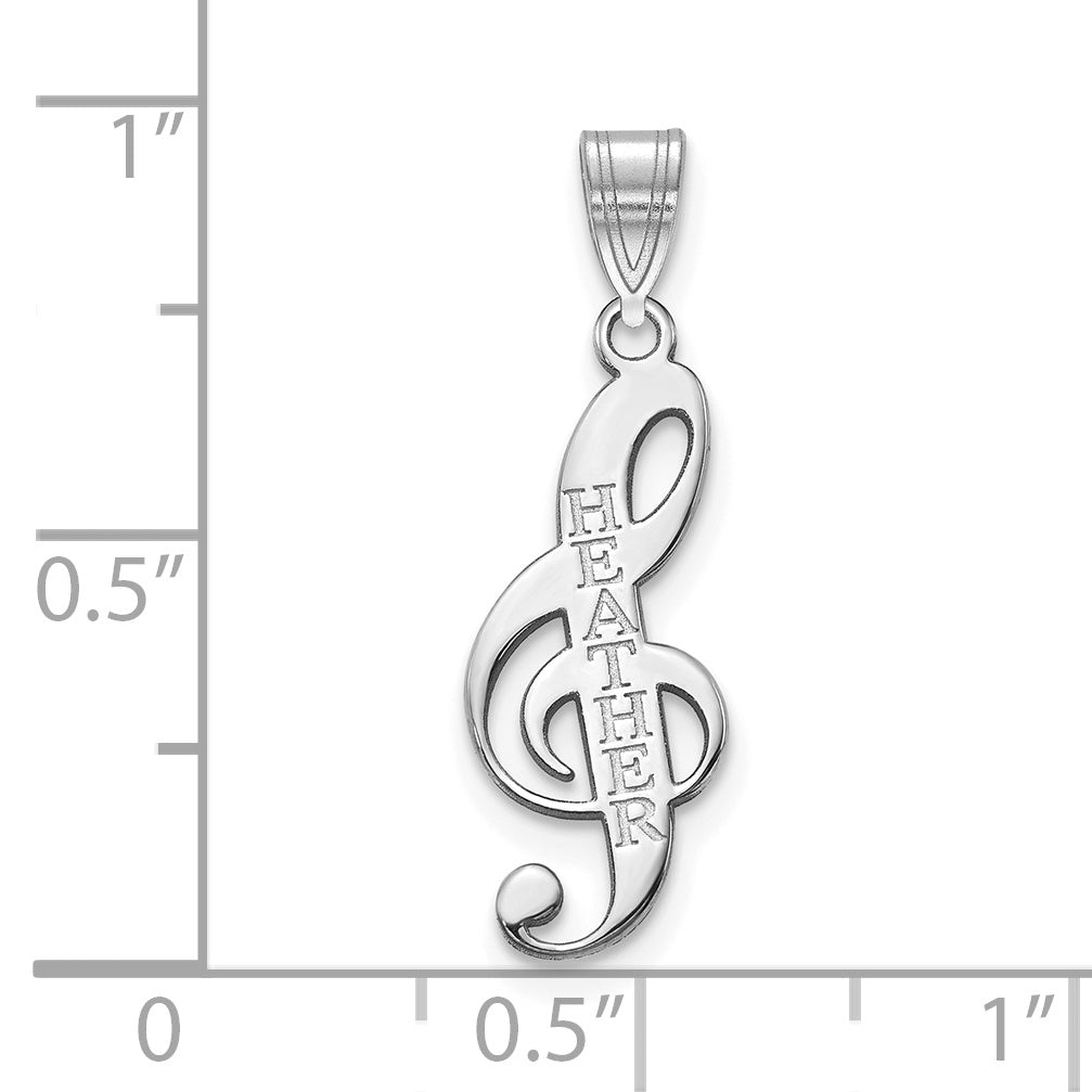 Sterling Silver Rhodium plated Personalized Music Note Pendant