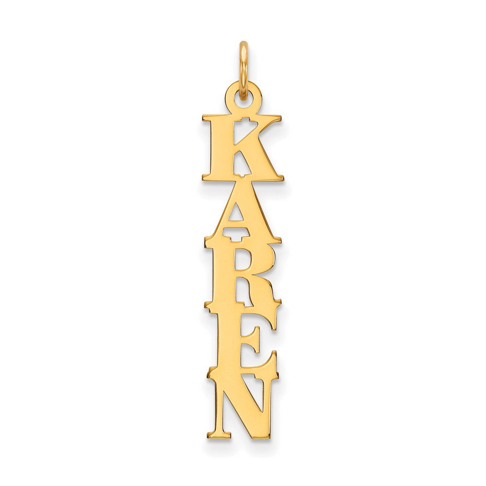 Sterling Silver Gold plated Vertical Name Plate Charm
