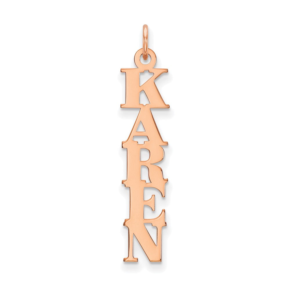 Sterling Silver Rose Gold plated Vertical Name Plate Charm