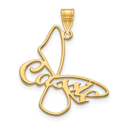 Sterling Silver Gold plated Small Butterfly with Name on Wings Pendant