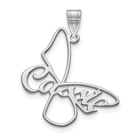 10K White Gold Small Butterfly with Name on Wings Pendant