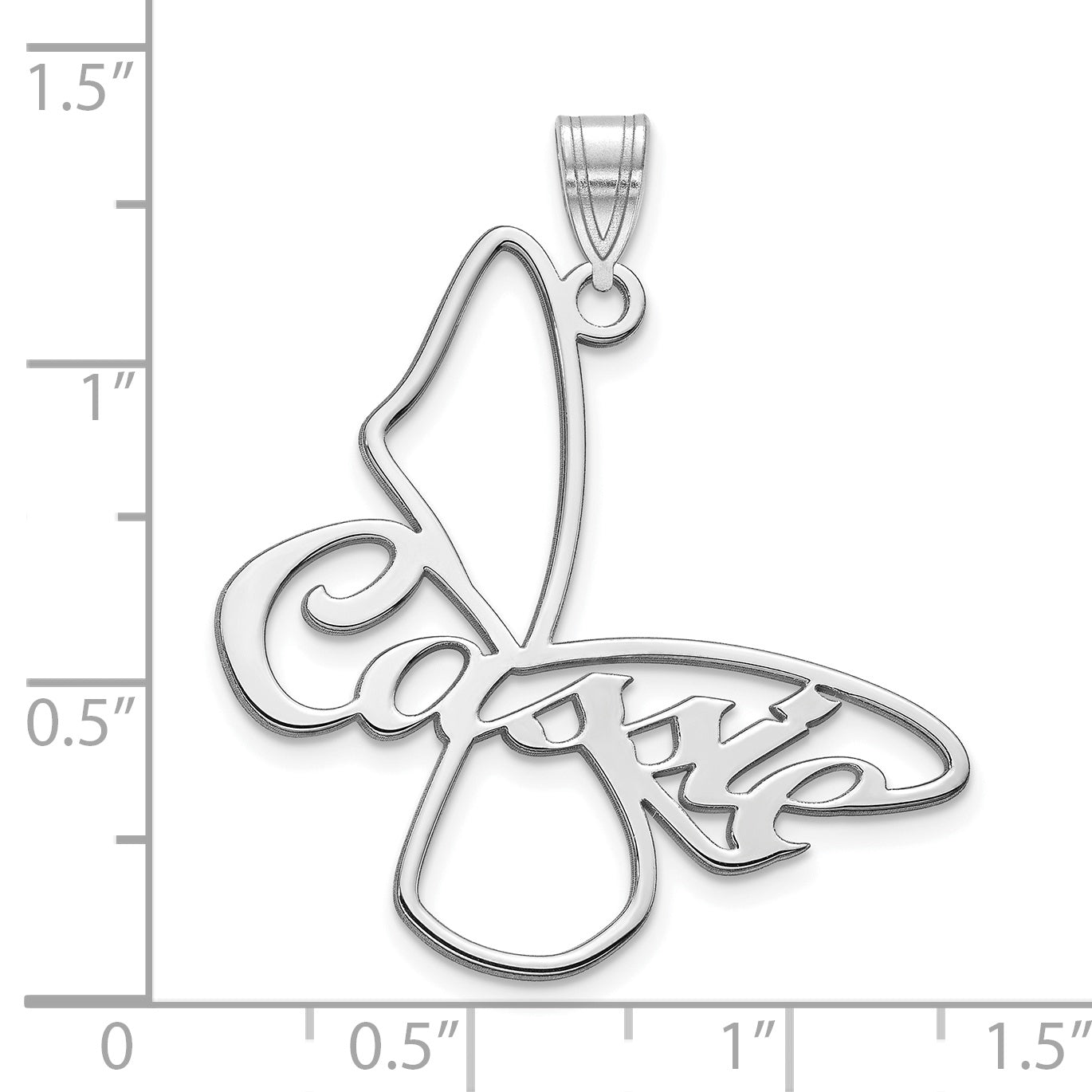10K White Gold Large Butterfly with Name on Wings Pendant