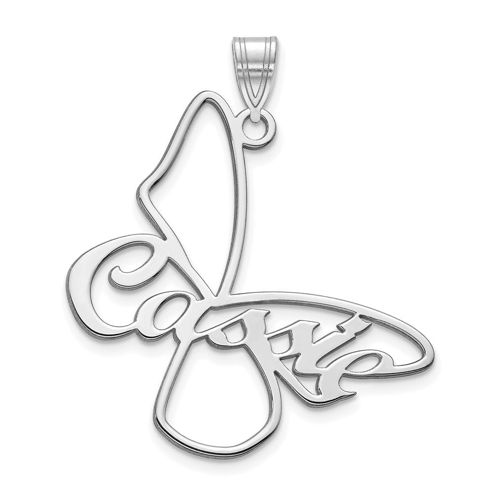 10K White Gold Large Butterfly with Name on Wings Pendant
