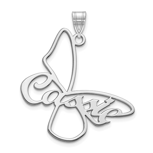 10K White Gold Large Butterfly with Name on Wings Pendant