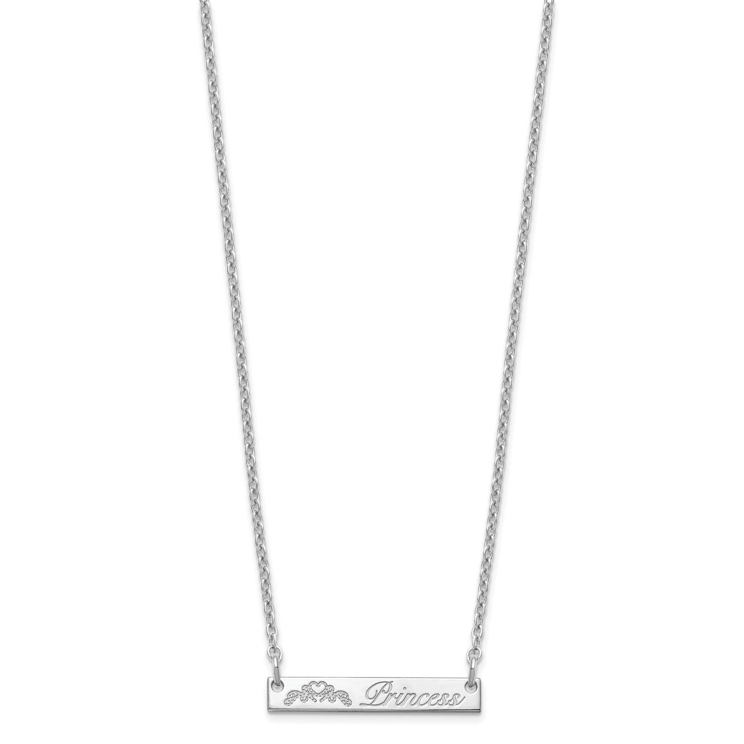 Sterling Silver Rhodium plated Small Customized Bar Necklace