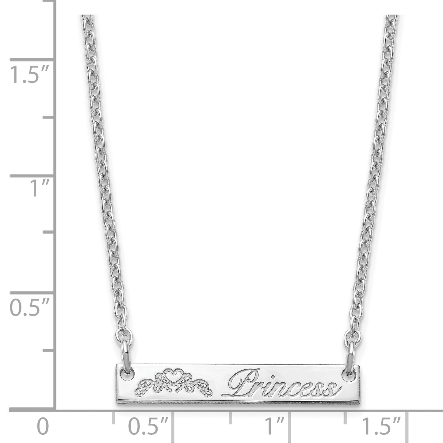 Sterling Silver Rhodium plated Small Customized Bar Necklace