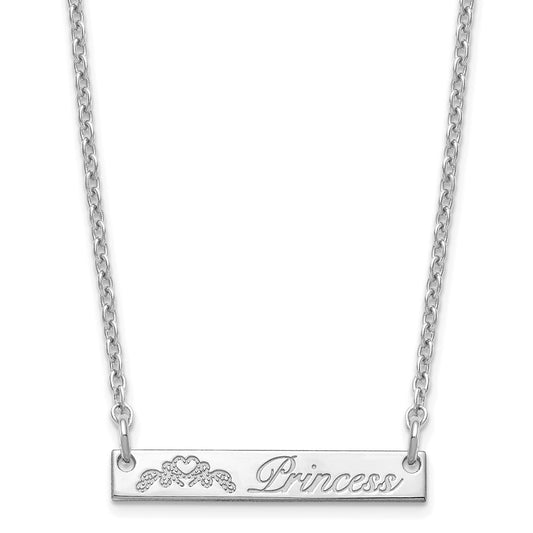 Sterling Silver Rhodium plated Small Customized Bar Necklace