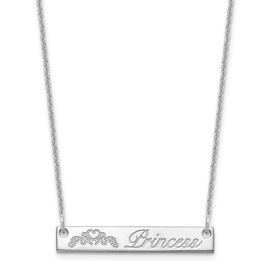 10K White Gold Small Customized Bar Necklace