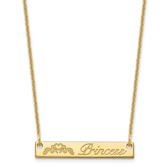 14K Yellow Gold Small Customized Bar Necklace
