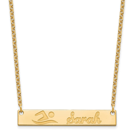 Sterling Silver Gold plated Medium Customized Bar Necklace
