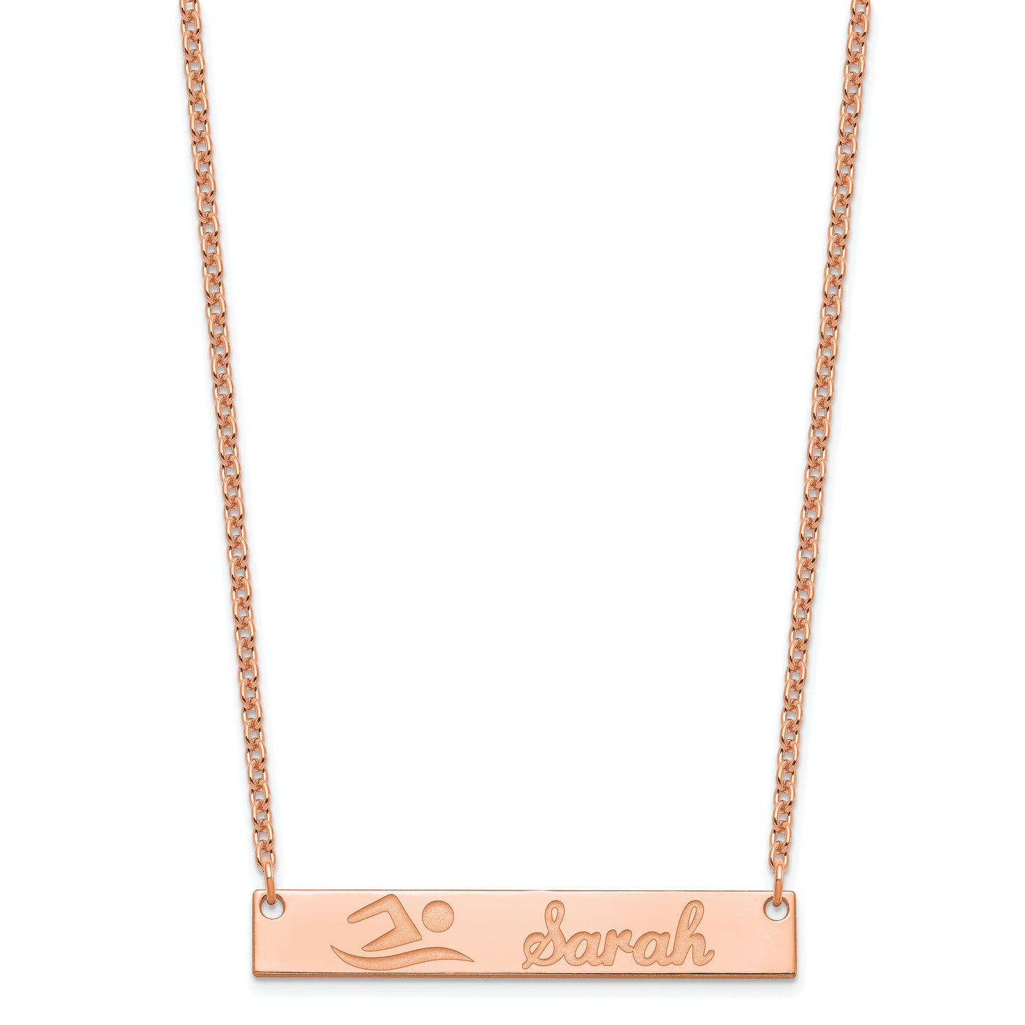 Sterling Silver Rose Gold plated Medium Customized Bar Necklace