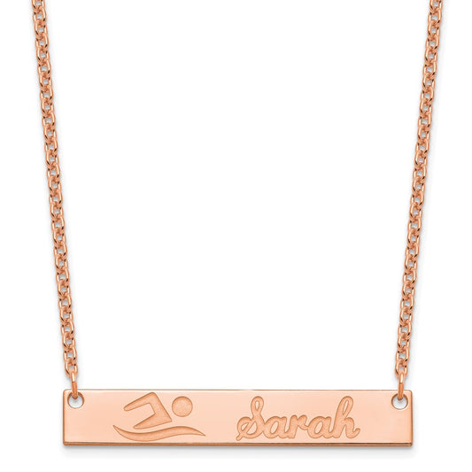 Sterling Silver Rose Gold plated Medium Customized Bar Necklace