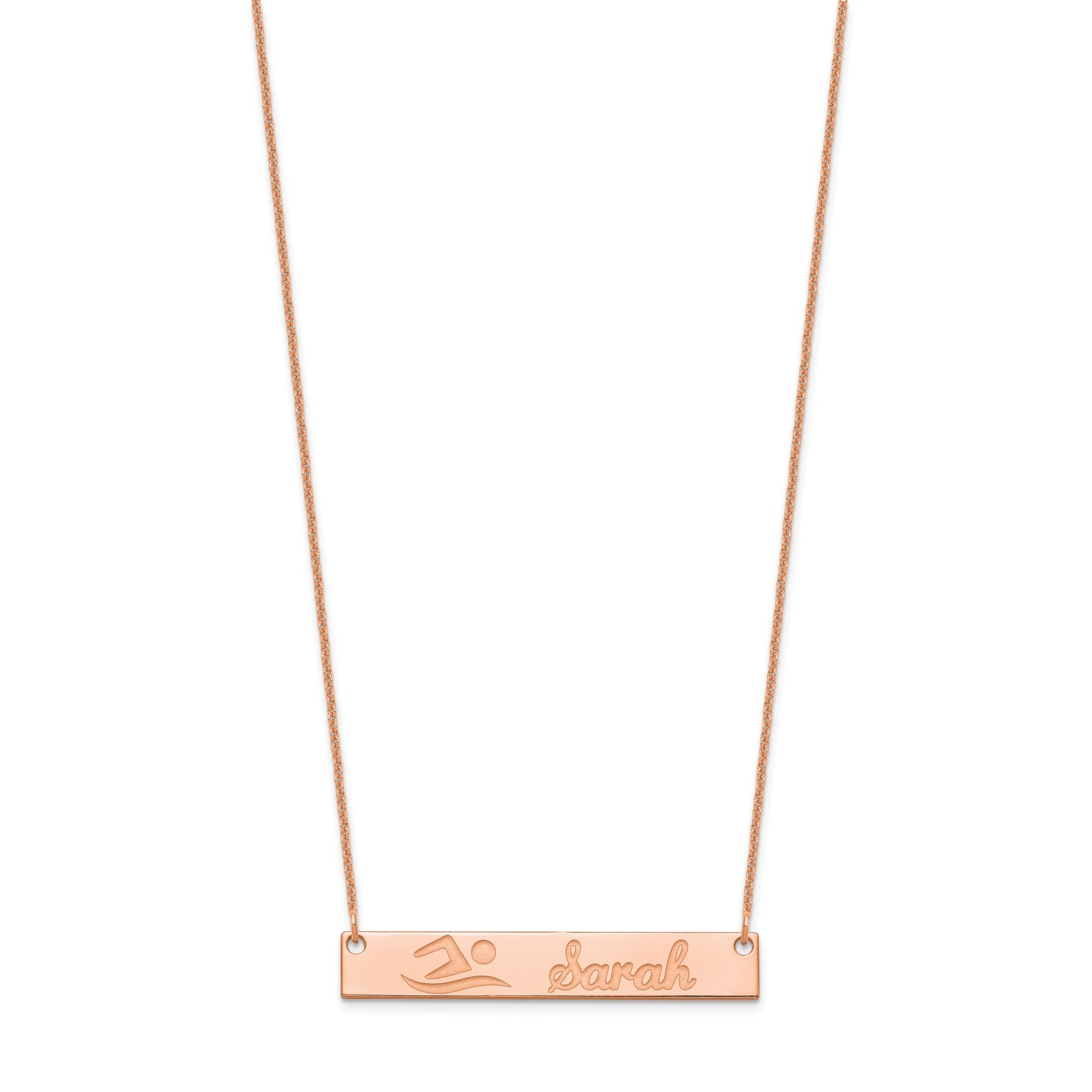14K Rose Gold Medium Customized Bar Necklace