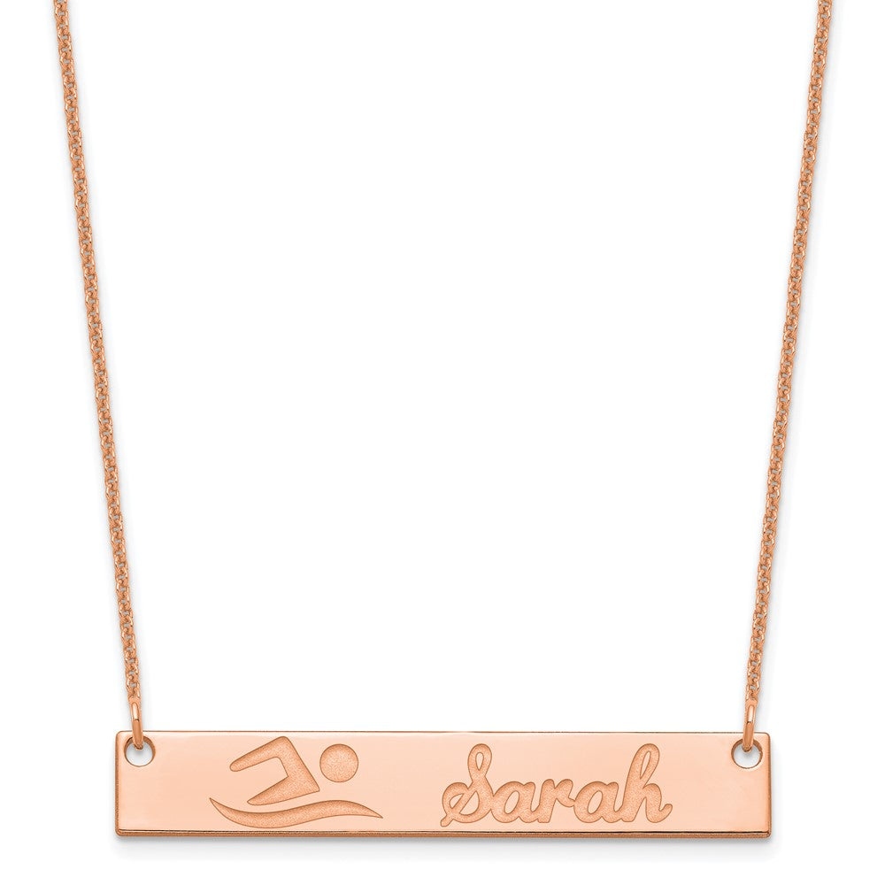 14K Rose Gold Medium Customized Bar Necklace