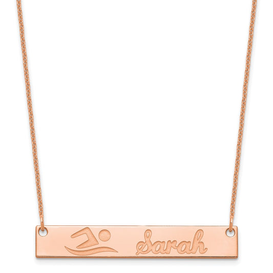 14K Rose Gold Medium Customized Bar Necklace